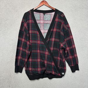 Torrid Sweater 4X Plus Wrap Plaid Black Academia Preppy Pullover V Neck Stretch